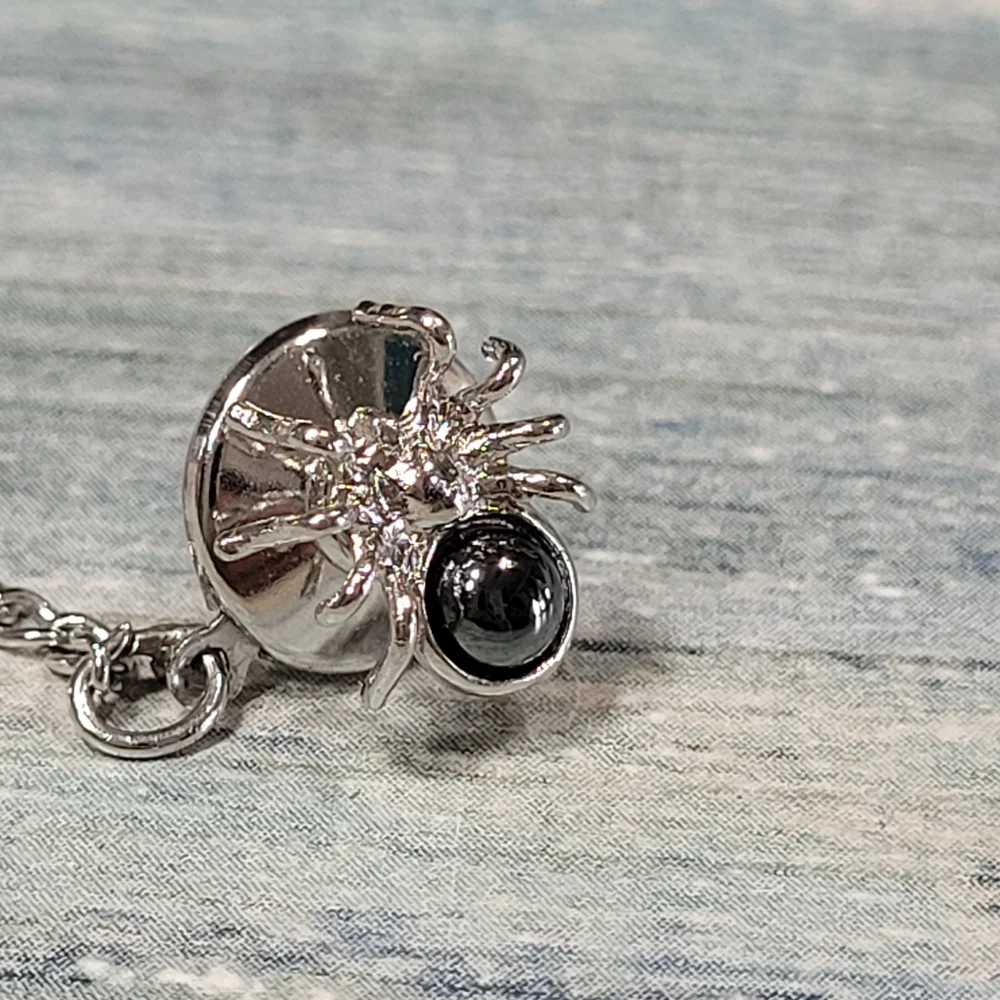 Silver Spider Tie Tack Pin.